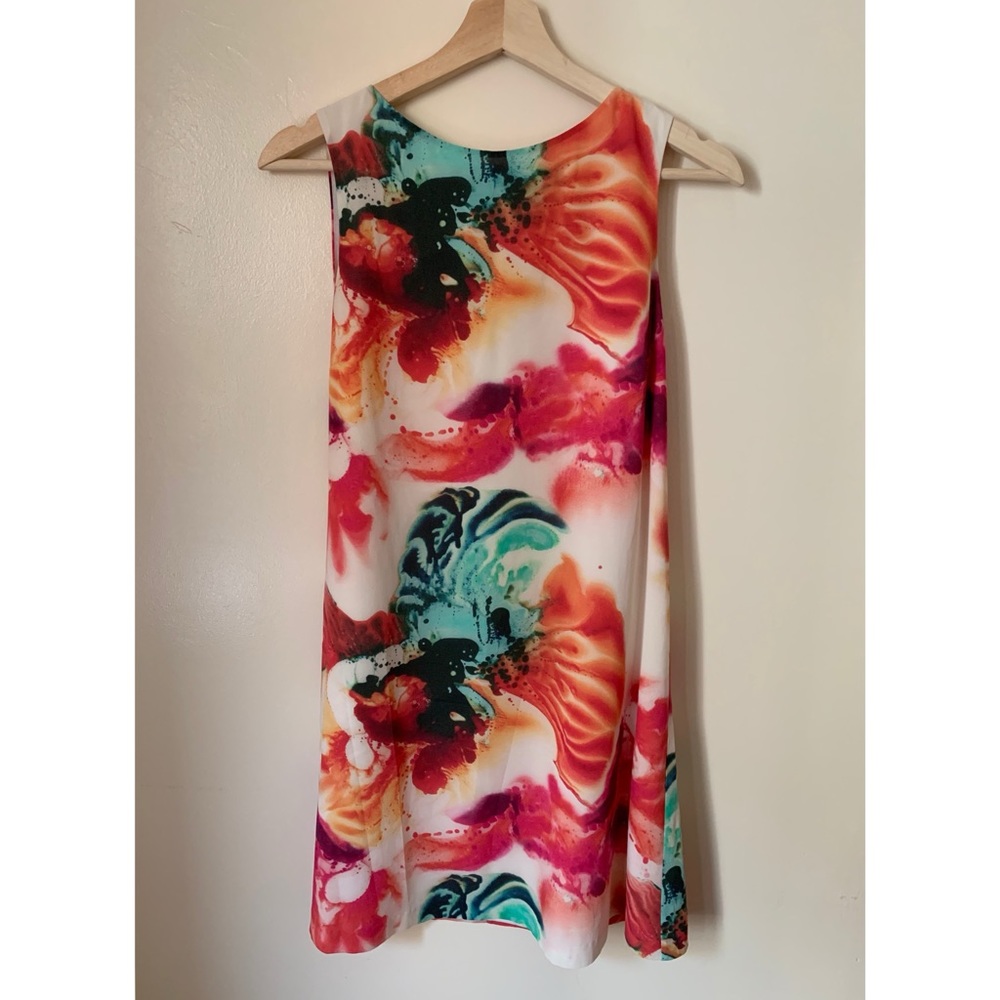 Alice + Olivia • S • Silk Colorful Abstract Print Watercolor Mini Dress